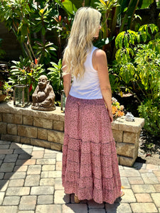 Gypsy Woman Maxi Skirt - Barbie Pink & Brown