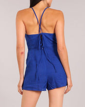 Load image into Gallery viewer, Royals Blue Linen Open Front Romper
