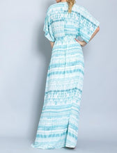 Load image into Gallery viewer, Sea Blue and White Kimono Sleeve Maxi Dress

