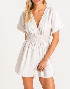 Love Story Butter Cream Lace Smocked Romper