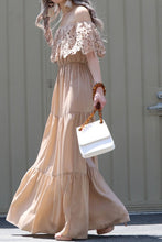 Load image into Gallery viewer, Champagne Off Shoulder Lace Maxi Dress
