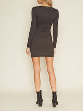 Load image into Gallery viewer, Black Long Sleeve Shirred Mini Dress
