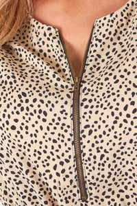 Leopard print zip romper