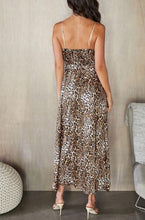 Load image into Gallery viewer, Dangerous Woman Satin Leopard Midi Dress
