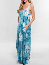 Load image into Gallery viewer, La Isla Bonita Tie Dye Cocoon Maxi Dress - Blue
