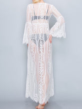 Load image into Gallery viewer, White Lace Bell Sleeve Coverup

