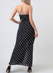 Polka Dot Strapless Maxi Dress