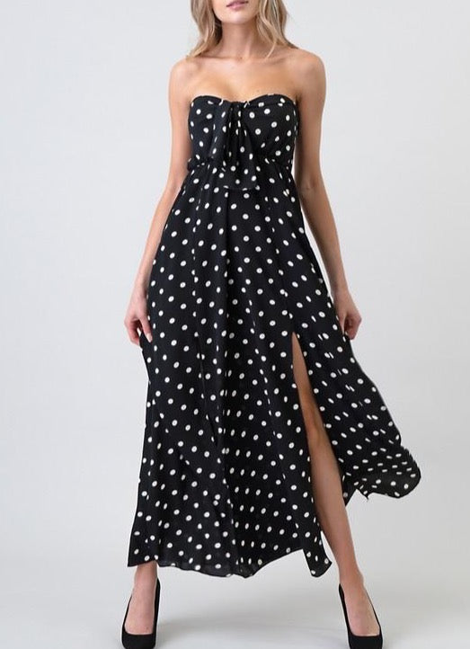 Polka Dot And Moonbeams Strapless Maxi Dress