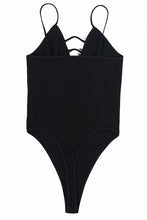 Load image into Gallery viewer, Black Ribbed Ladder Bodysuit
