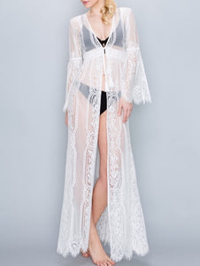White Lace Bell Sleeve Coverup